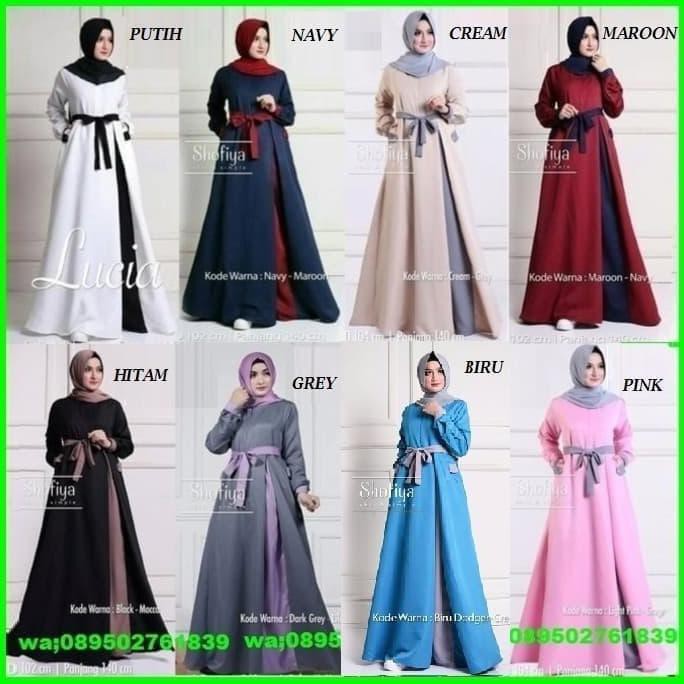 Baru Baju Gamis Polos Syari Wanita Baloteli Jersey Wolfis Jumbo Terbaru Tas - Putih Grosir