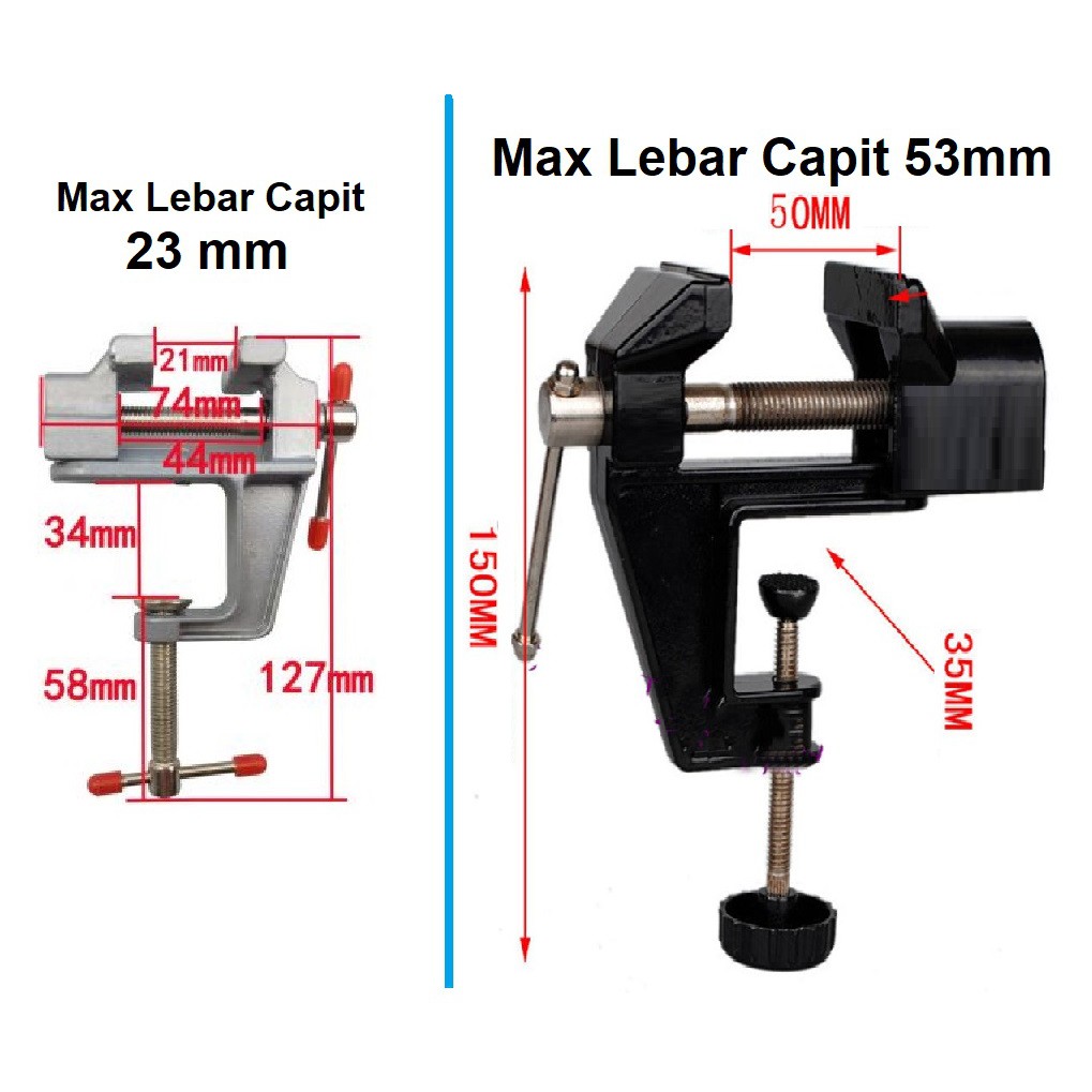 ORIGINAL Mini table vise 22 mm / 50 mm catok meja ragum ALUMINIUM ALOY mini clamp meja mini klem AA