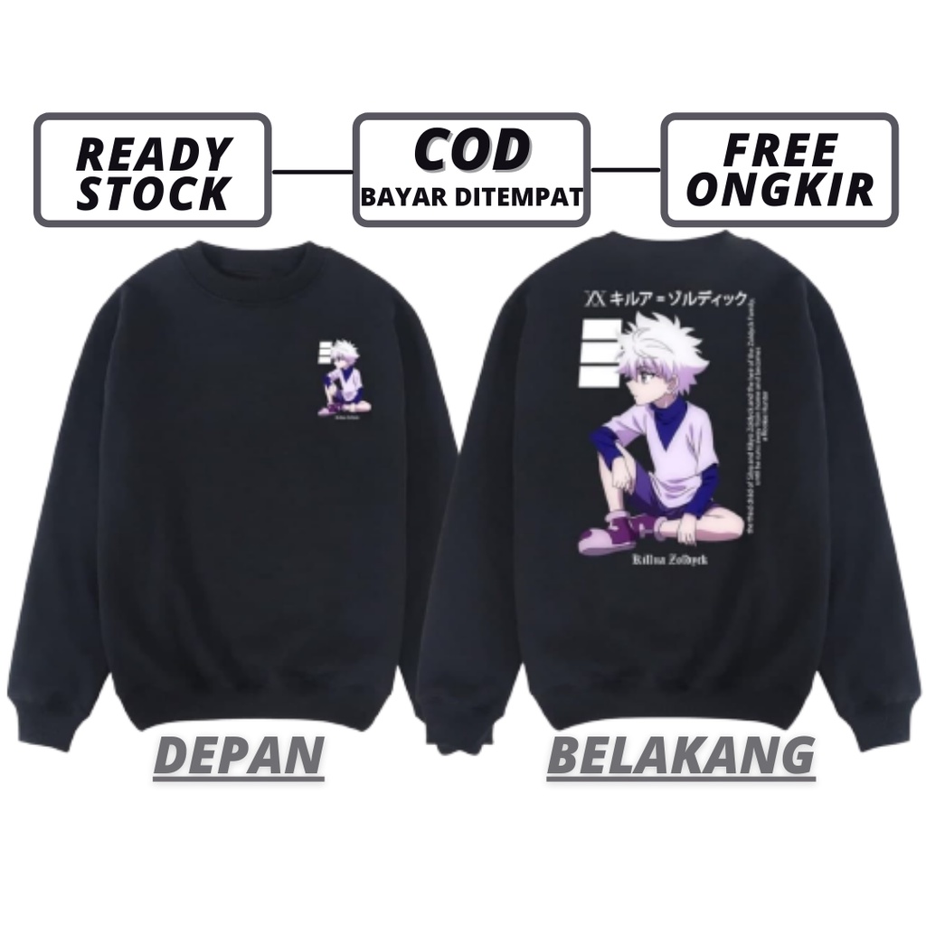 (COD) CREWNECK KILLUA ZOLDYCK / CREWNECK SWEATER ANIME / SWEATER CREWNECK PRIA / CREWNECK ANIME/ CRE