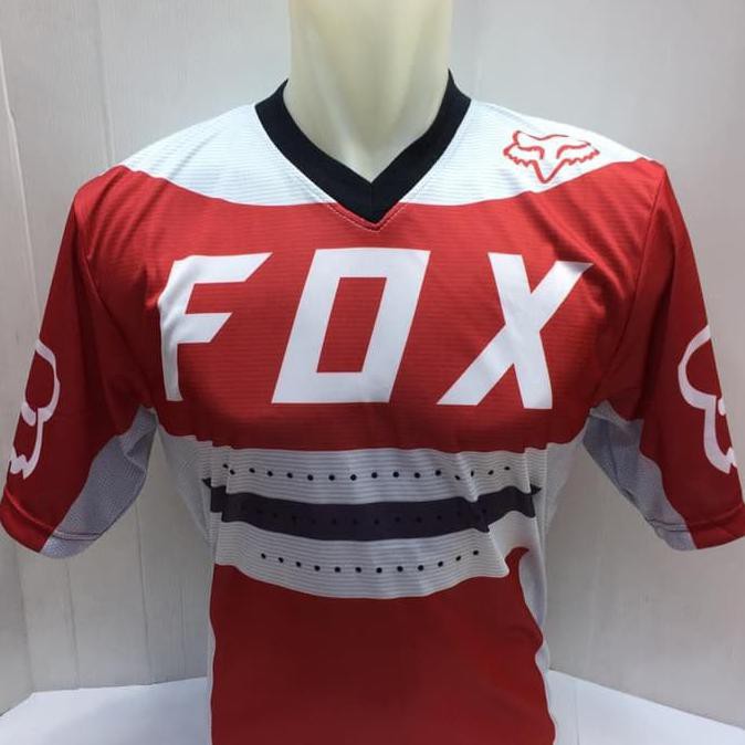 kaos jersey sepeda-baju kaos motor cross fox merah putih 2013 pendek -gallspt