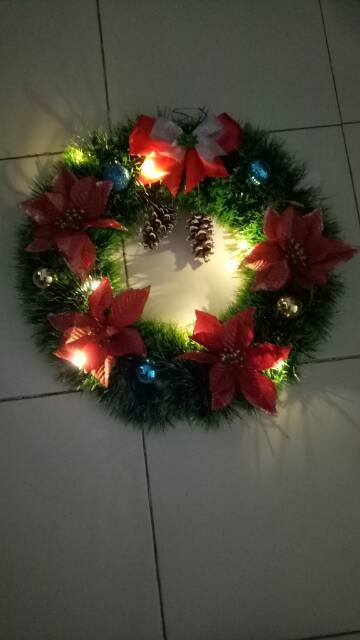 Hiasan Krans Natal Jumbo LED Size 35cm