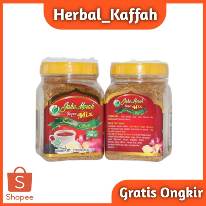 Jahe Merah bubuk Super Mix Kencono Sari Asli 100% Original 250 gram