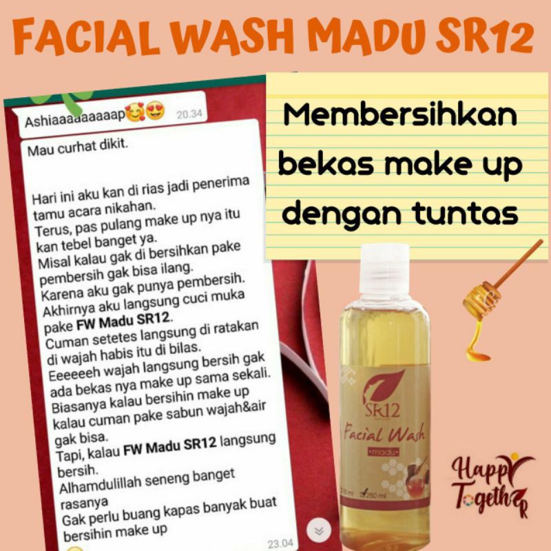 FACIAL WASH HONEY SR12 / SABUN CAIR UNTUK KULIT KERING &amp; SENSITIF / SABUN MADU MENYEGARKAN KULIT