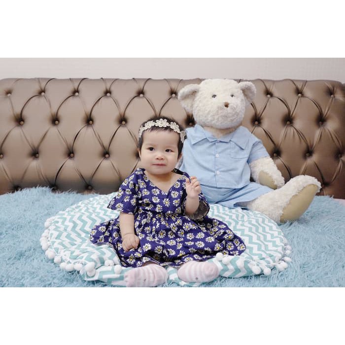 dress biru bunga elegant PREMIUM import korea