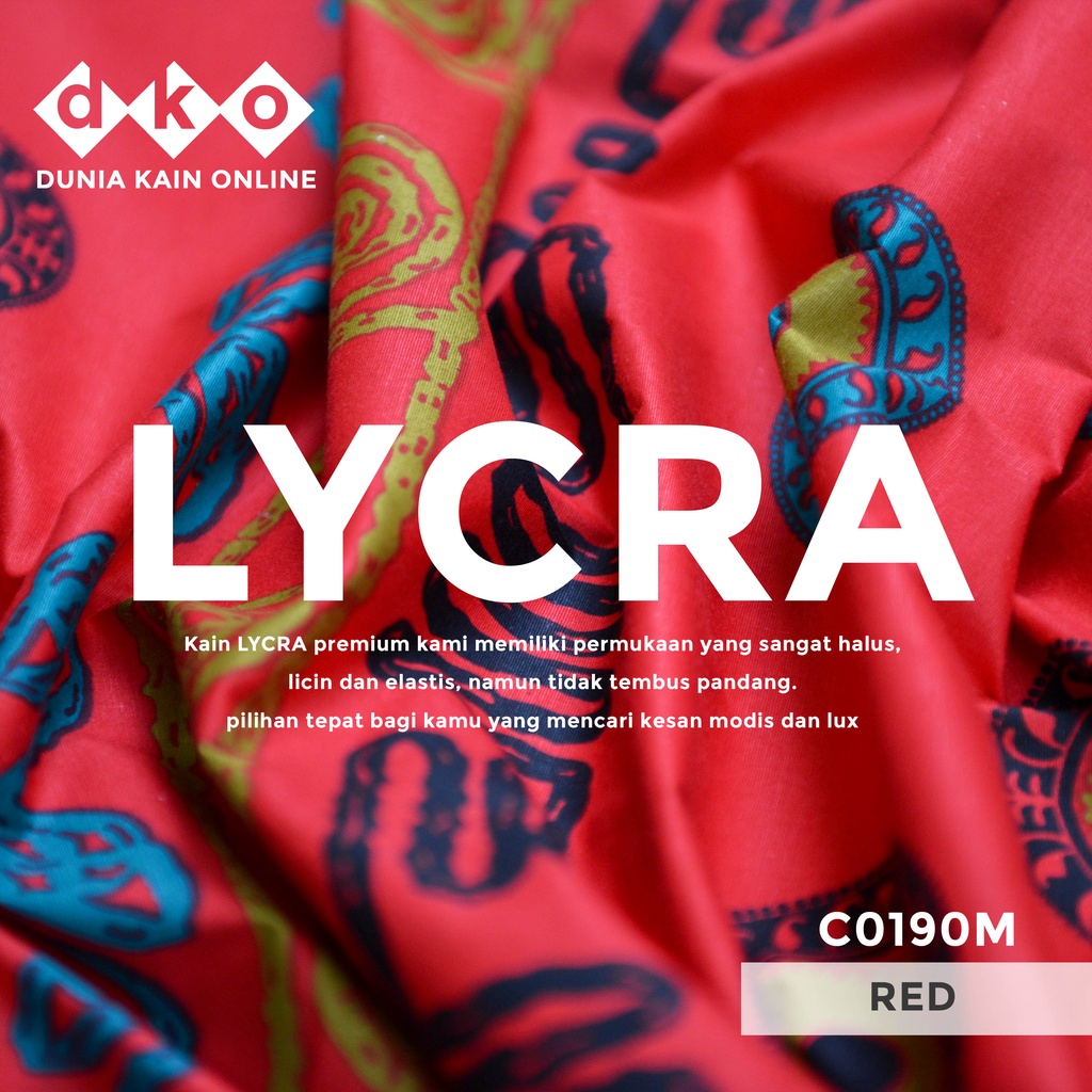 DKO Kain LYCRA Premium Cotton Stretch Merah Motif Bundar M