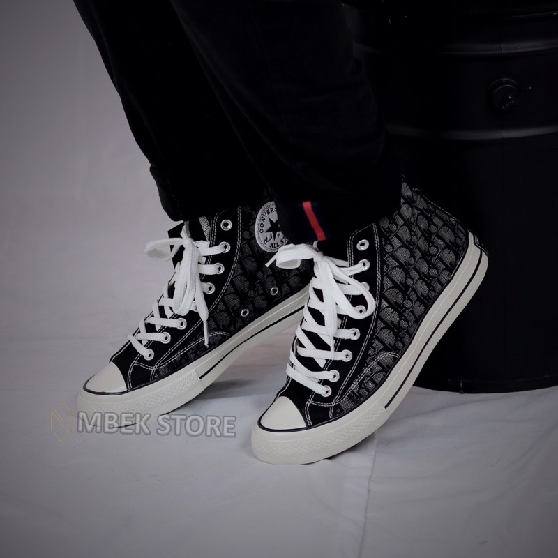 Sepatu Converse Chuck Taylor 70s High DIOR Black White Premium