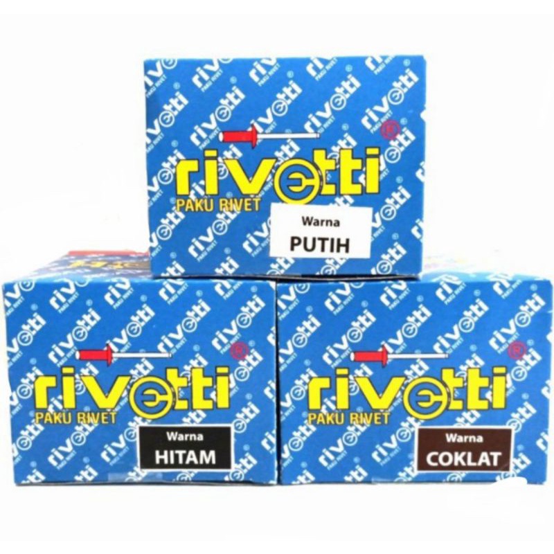 Paku Rivet Rivetti 435 Warna Coklat/Putih/Hitam size 3.2mmx9.5mm isi 1000pcs