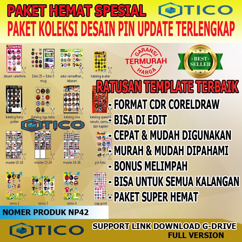 Paket Template Desain Pin Segala Kategori Jenis &amp; Karakter Format CDR Usaha Percetakan Multimedia Termurah Terlaris NP42