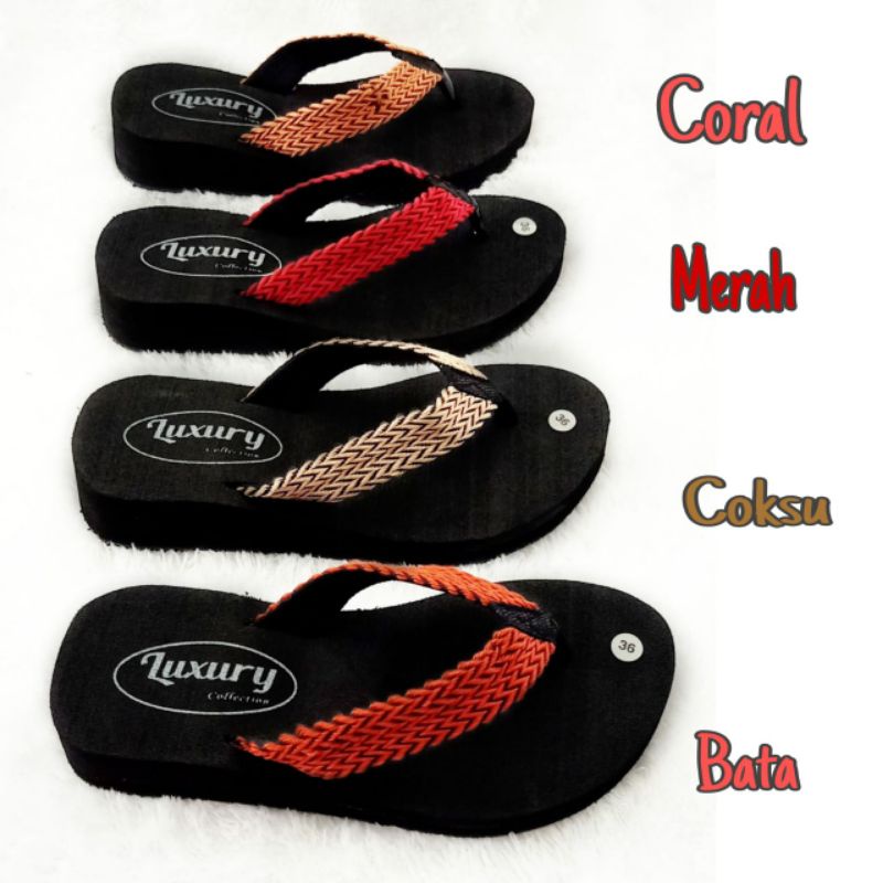 Sandal Wanita Sandal Jepit Wanita Sendal Cewek (insole karet 3 cm) Sendal Jepit Wanita Sendal Wanita Kekinian Wedges Wanita (MAIRA)