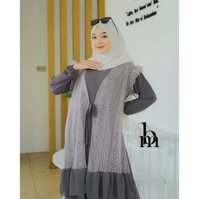 gamis ceruty mix brukat | brukat hitam | brukat maron | brukat navy