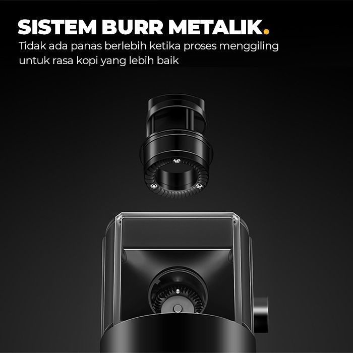 Otten - Mesin Penggiling Biji Kopi Flat Burr (Black) - Electric Coffee Bean Grinder