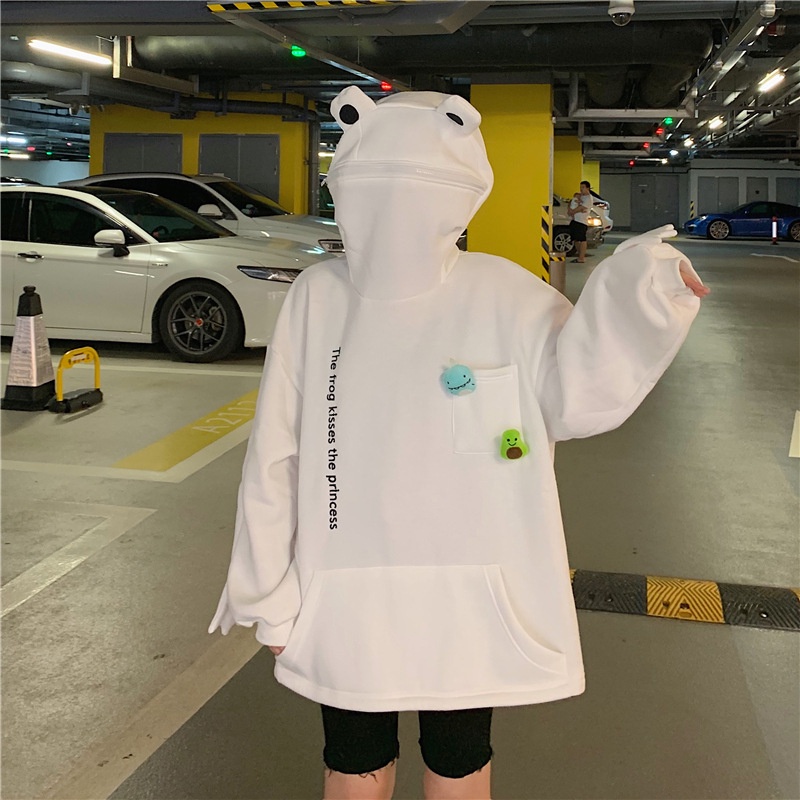 [littlecrab] Hoodie Oversize Katak Kodok Korea Hoodie Topi Full Zipper Lucu Avocado Dino Hoodie Unisex Besar Korean Style