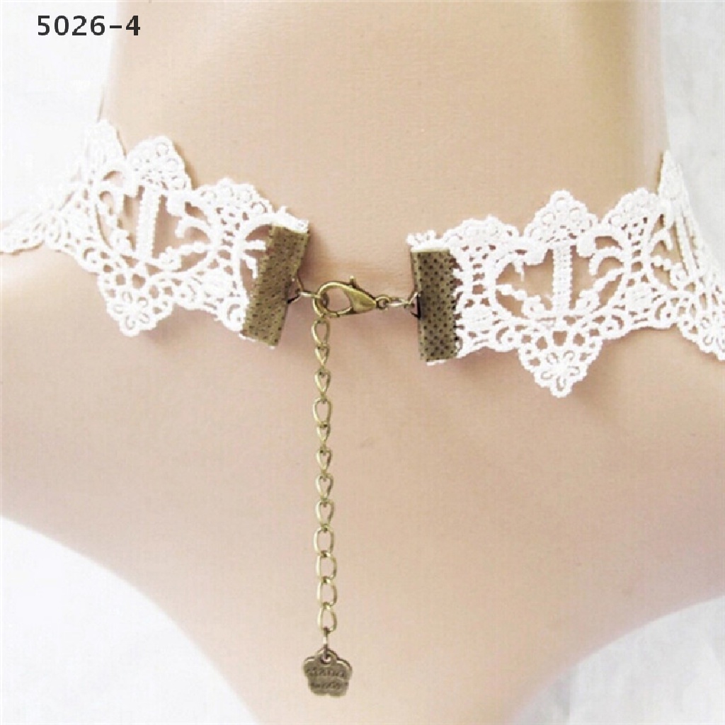 5026-4 Kalung Choker Lace Sexy Aksen Mutiara Imitasi Untuk Wanita