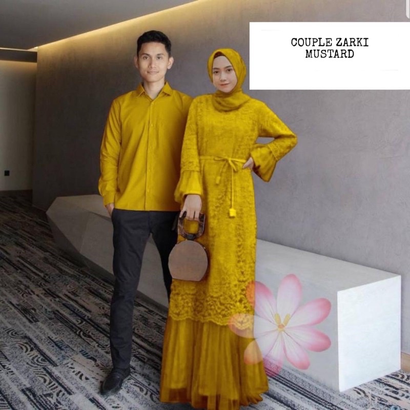 COUPLE ZARKI/ COUPLE GAMIS MUSLIM/ BAJU PASANGAN PESTA/ BAJU COUPLE GAMIS BRUKAT DAN KEMEJA