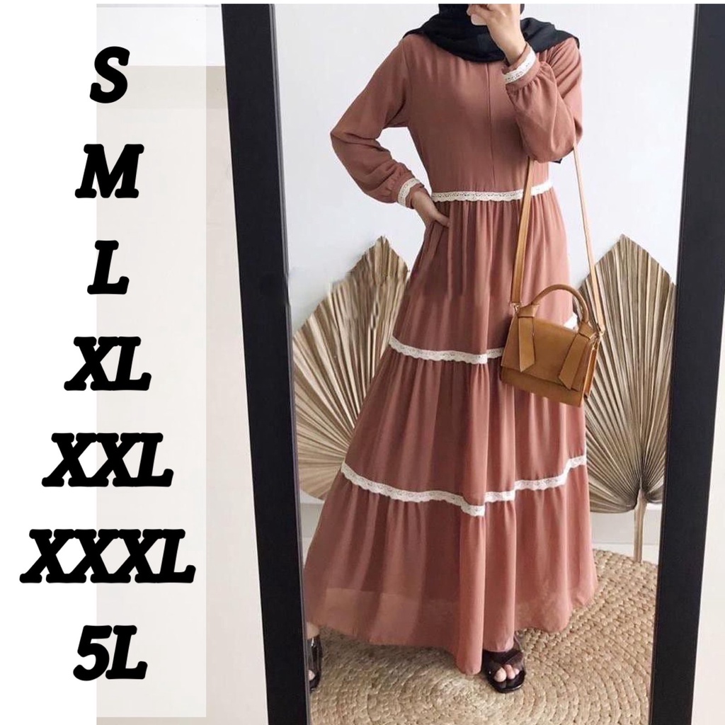 ( S M L XL XXL XXXL 5L ) Anindya maxy | GAMIS SUSUN RENDA