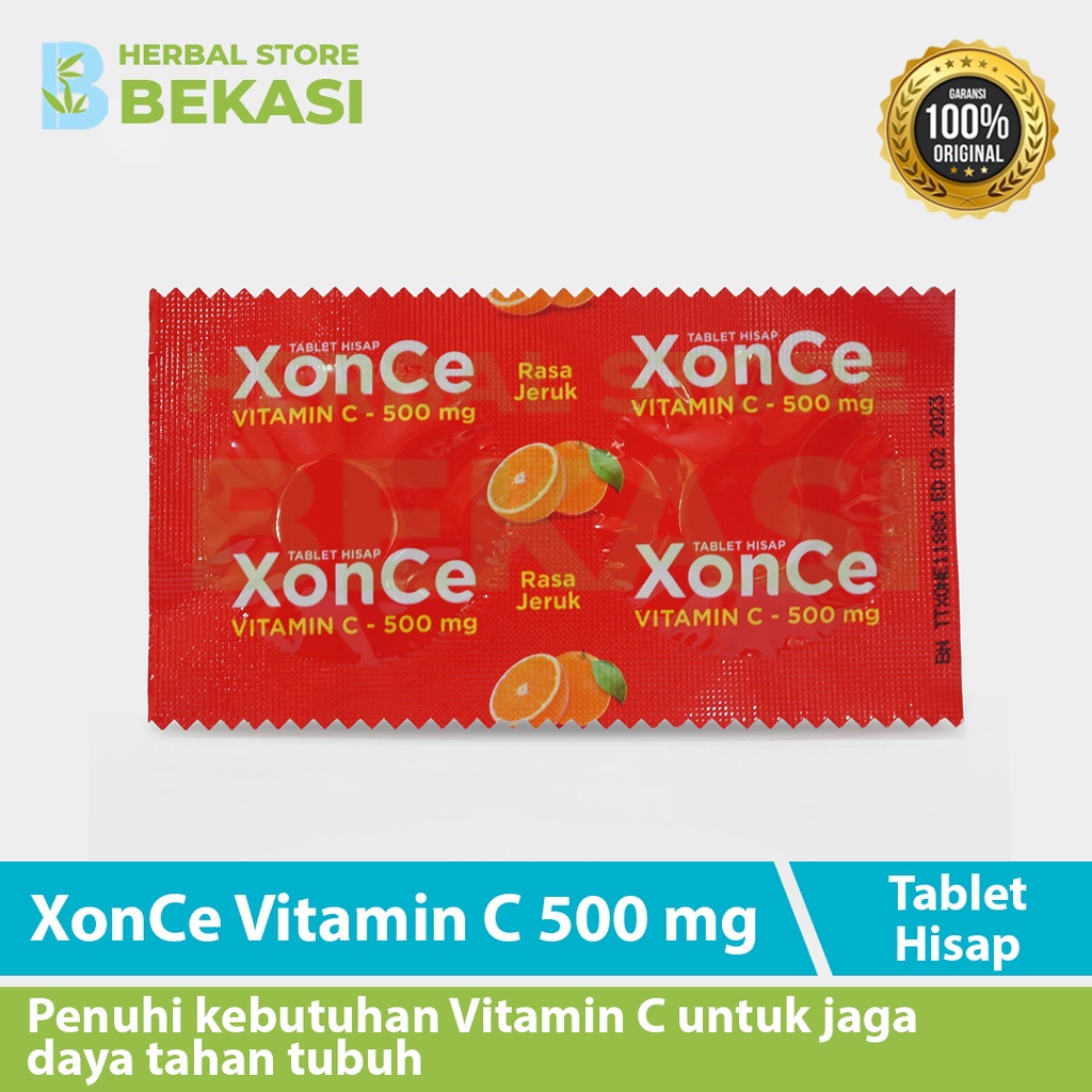 Xonce Tablet Hisap Vitamin C 500 Mg Per Strip Asli Original BPOM Suplemen Daya Tahan Tubuh