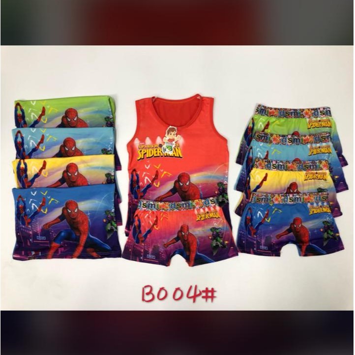 T5561 - SETELAN ANAK COWOK - Kaos Dalam Singlet Anak &amp; 1 pcs Celana Dalam Anak Boxer