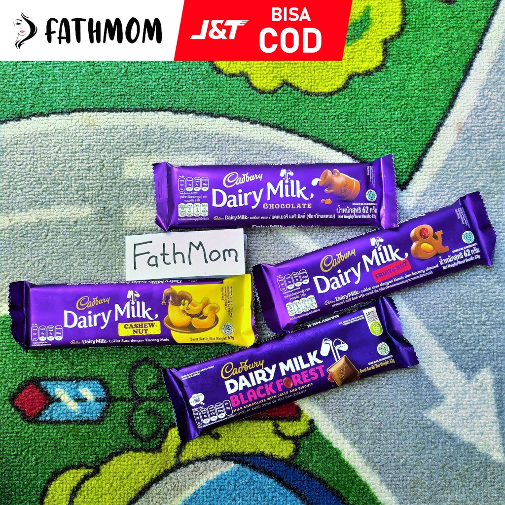 

CADBURY Dairy Milk 62gr Chocolate | Black Forest | Cashew Nut | Fruit & Nut