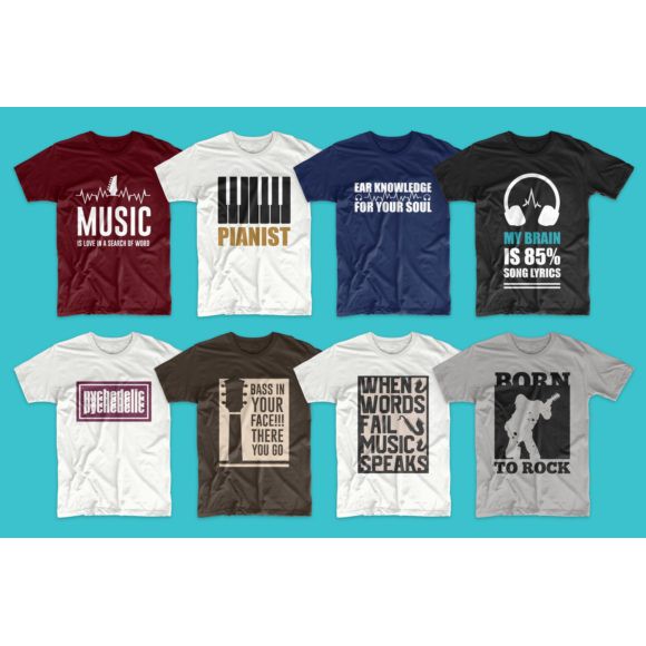 T-Shirt Designs Bundle Music Slogans V5 - Vector Designs EPS Illustaror