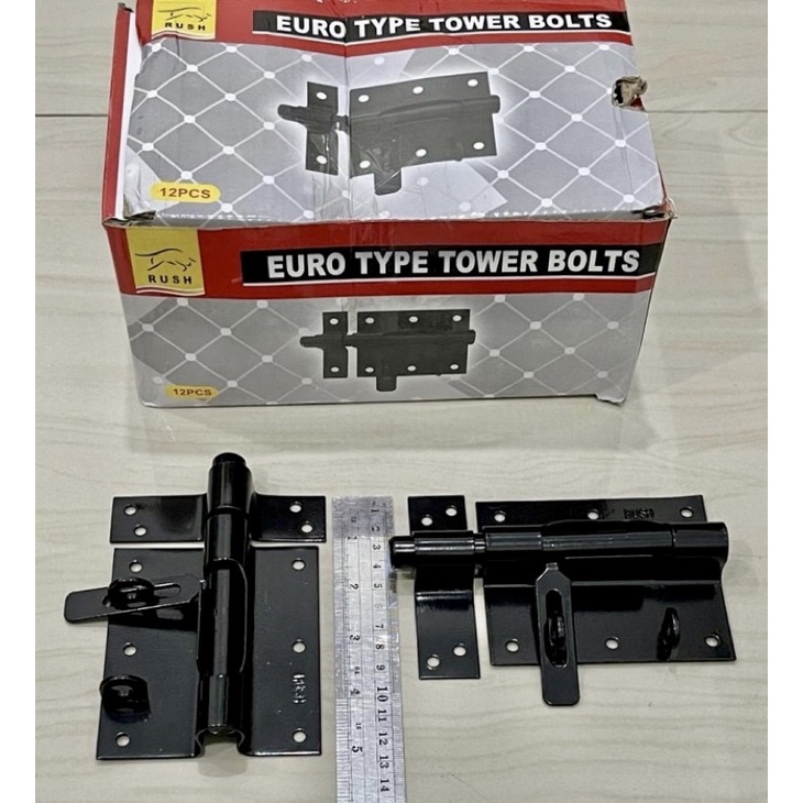 EURO HITAM 4” Grendel hitam 4"inci euro Grendel tempat kunci gembok pintu 4inci Gtk 4inchi