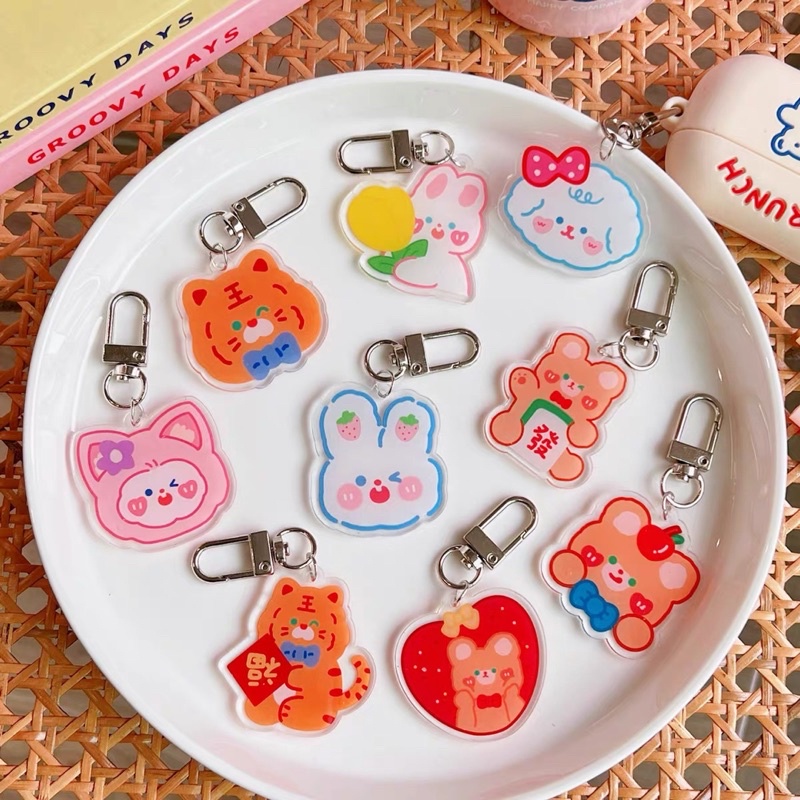 CUTE ACRYLIC KEYCHAIN / KEY CHAIN AKRILIK KARAKTER MURAH / GANTUNGAN KUNCI TAS LIONTIN AKRILIK LUCU AESTHETIC KOREA / GANTUNGAN KUNCI BERUANG
