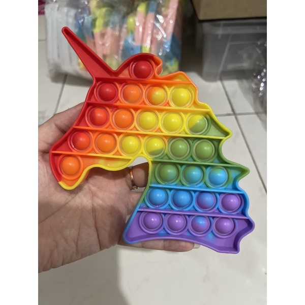 Figdet Push bubble pop it Toy mainan anak tiktok free kelereng / gundu-Unicorn