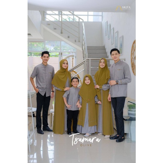 Dress Mom Tsamara Eid Series by Akifa - Gamis Muslim Wanita Sarimbit Couple Terbaru (Dress Set Pashm