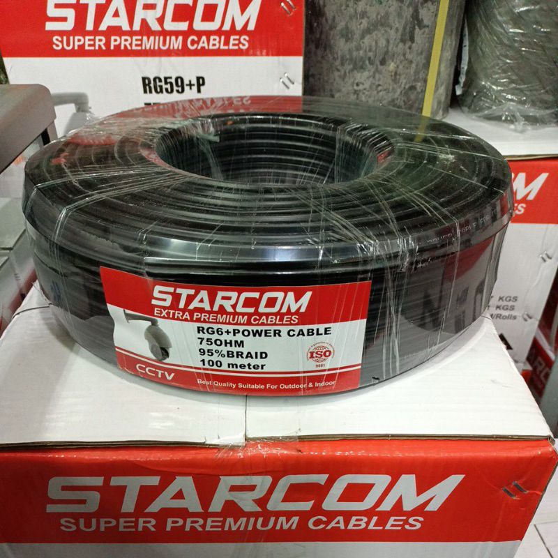 kabel cctv rg 6 plus power starcom 100m