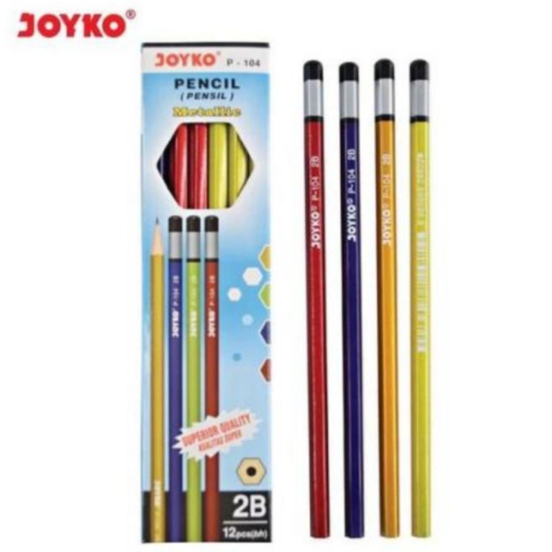 

PENSIL 2B P-104 JOYKO METALLIC ( 1 PACK ISI 12 PCS )