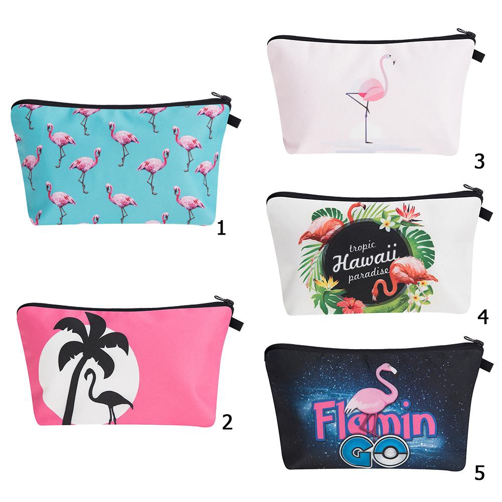 Tas Pouch Kosmetik Makeup Portable Casual Motif Print Burung 3d