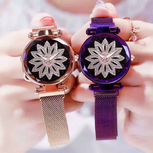 Jam Tangan Wanita Magnetik Motif Baling-Baling Hiasan STRAP RANTAI PASIR