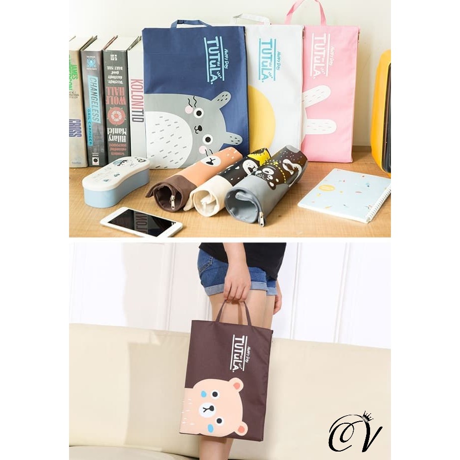 

PF01 Creative Fun Print Portable A4 file Storage Pouch Bag / Tempat Buku Alat Tulis