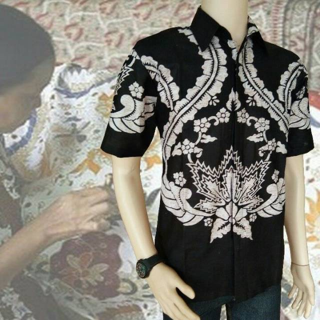 Kemeja Batik Pria Lengan Pendek Bunga Mawar Batik Pekalongan