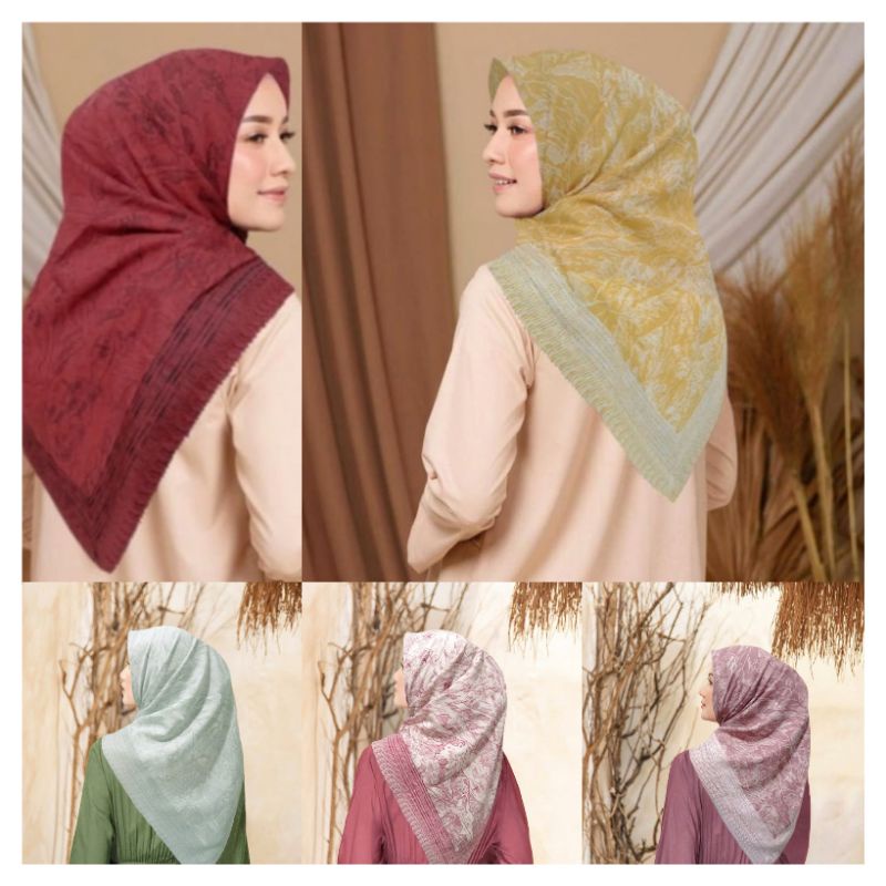 PROMO TERBARU  Hijab Segiempat Motif Scene Series / hijab segi empat / Kerudung Deenay / hijab voal 
