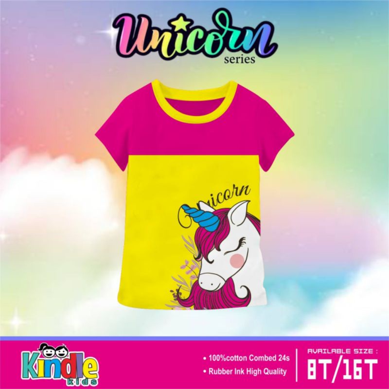 Kaos Anak Cewe Junior 7-14 Tahun Motif UNICORN kaos KINDLEKIDS KINDLEKIDZ