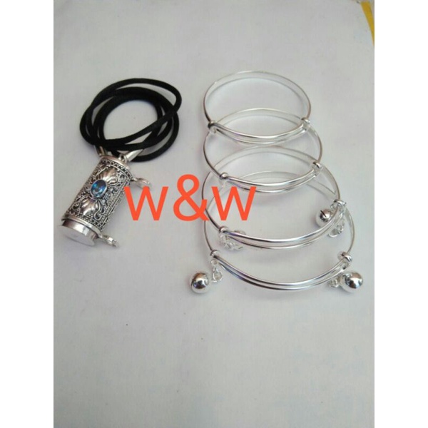 Set 3 bulanan liontin perak gelang alpaka