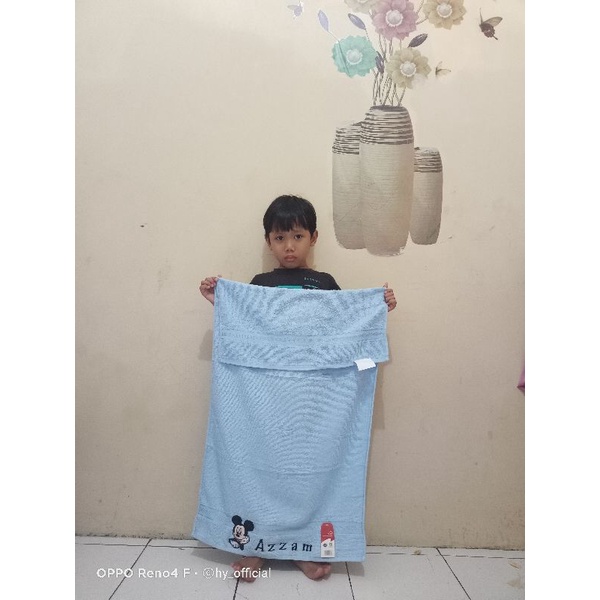 Murah  Handuk Anak 50X100Cm Gratis Bordir Nama Merah Putih Ori Cotton 100%