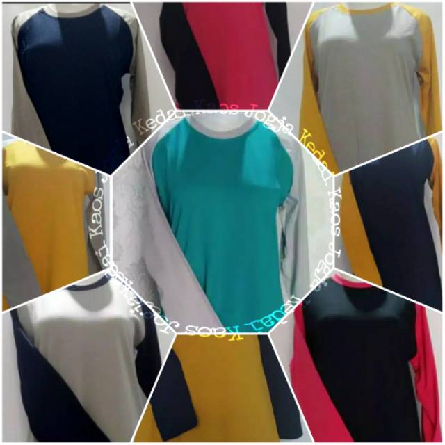  Kaos  Polos Tunik Reglan  Wanita Lengan Panjang Size S XXXL 