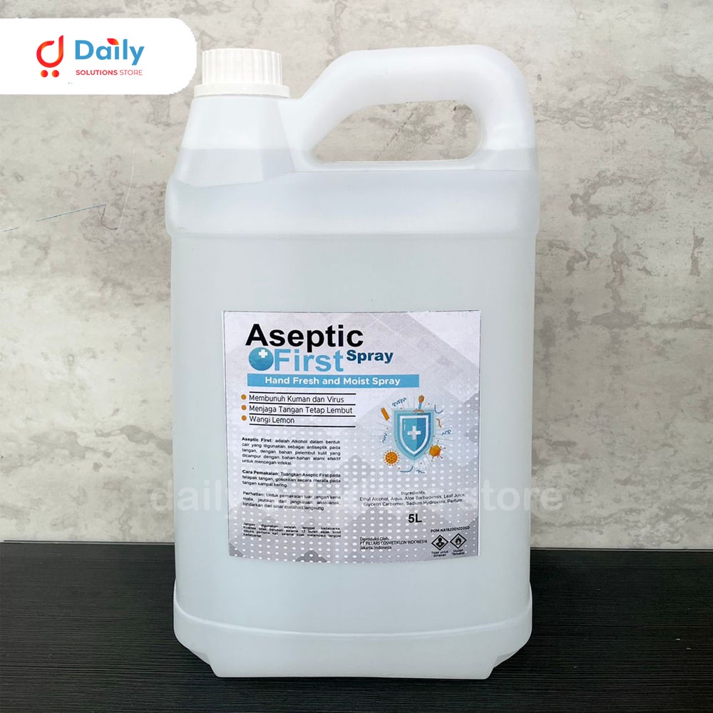 HAND SANITIZER CAIR 5 LITER ASEPTIC FIRST HANDSANITIZER FRESH AND MOIST ANTI VIRUS ANTIBACTERIAL