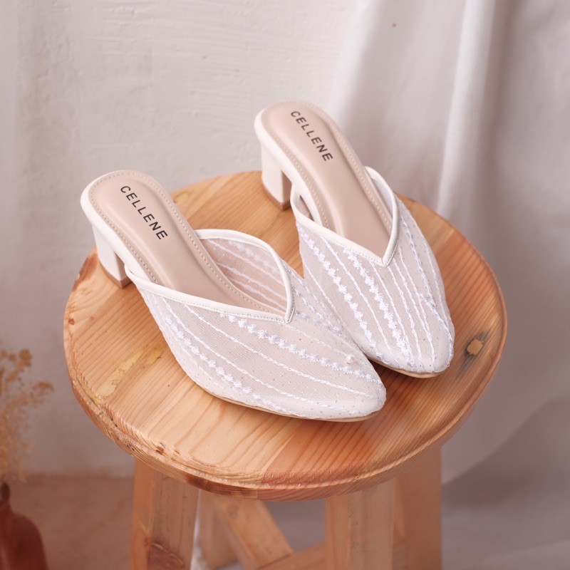 Cellene • IRISH Lace Heels 37-42 | Wedding Shoes Brukat Lace 5cm Wisuda Lamaran-White