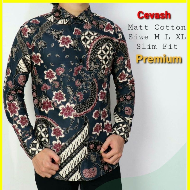 HEM KEMEJA BATIK PRIA SLIM FIT LENGAN PANJANG KATUN HALUS CBL850 MEWAH PREMIUM BAJU ELEGANT SIZE M L XL  SKU MS PENDEK JAKARTA PLATINUM