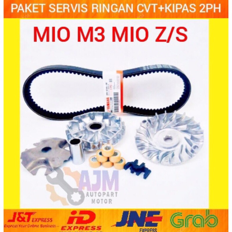 PAKET SERVIS RINGAN CVT+KIPAS 2PH MIO M3 MIO Z/S MIO SOUL GT 125 MIO FINO 125