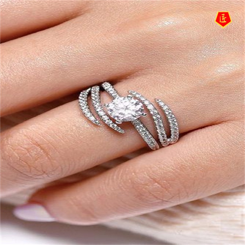 [Ready Stock]Creative Multi-Layer Micro Inlaid with Diamond Ring