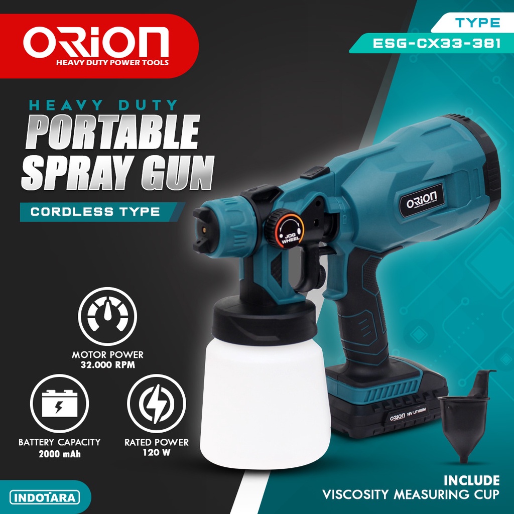 Portable Spray Gun Elektrik Cordless Orion ESGCX33381 Lithium Ion