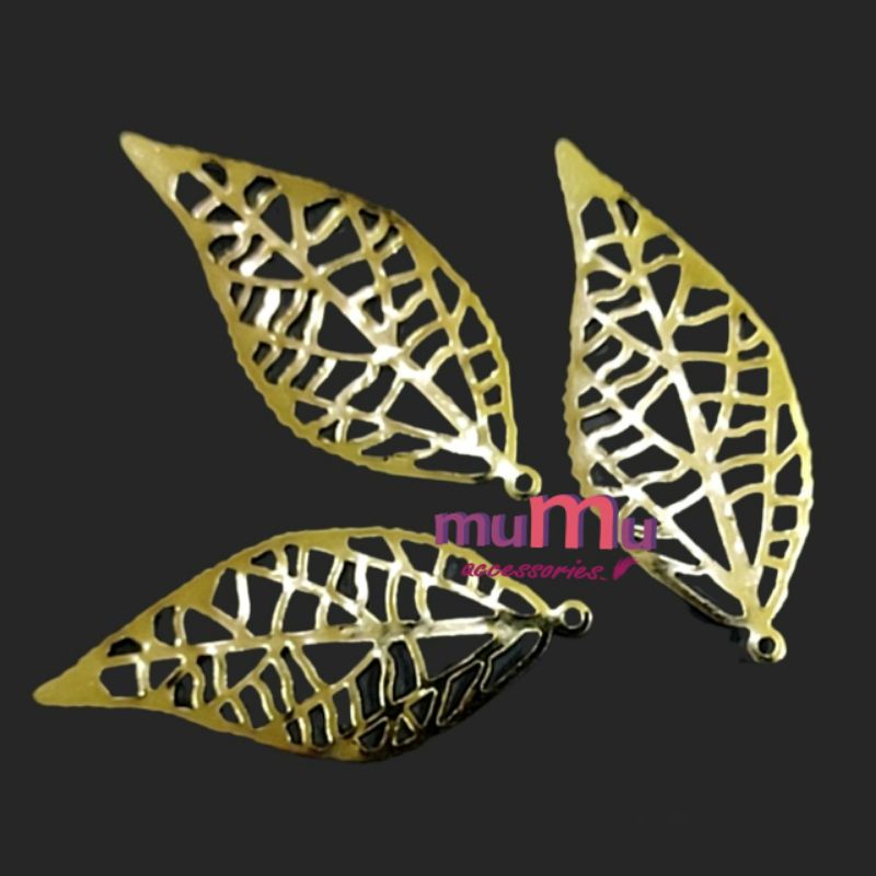 Lempeng lempengan daun emas gold plat anting bros bahan aksesoris craft