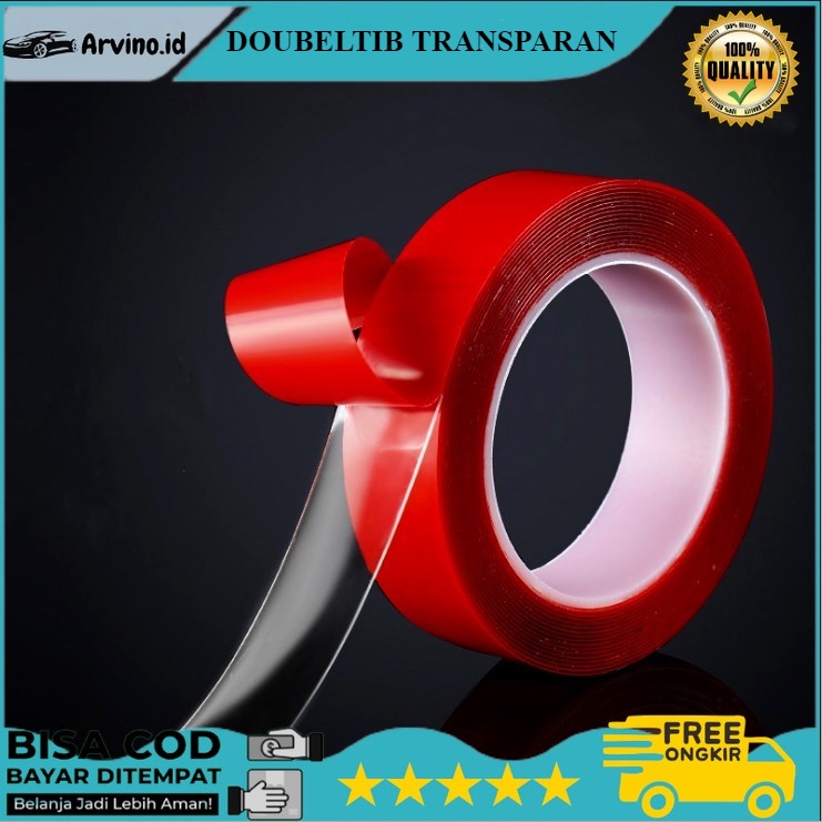 

LEM PEREKAT DOUBLE TAPE 15MM*3M CLEAR TRANSPARANT BENING DOBEL TIP LENGKET KUAT