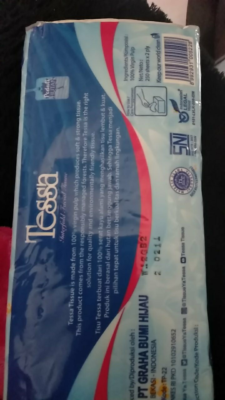 Tisu Wajah Tessa 250 Lembar 2ply Natural Soft Tissue