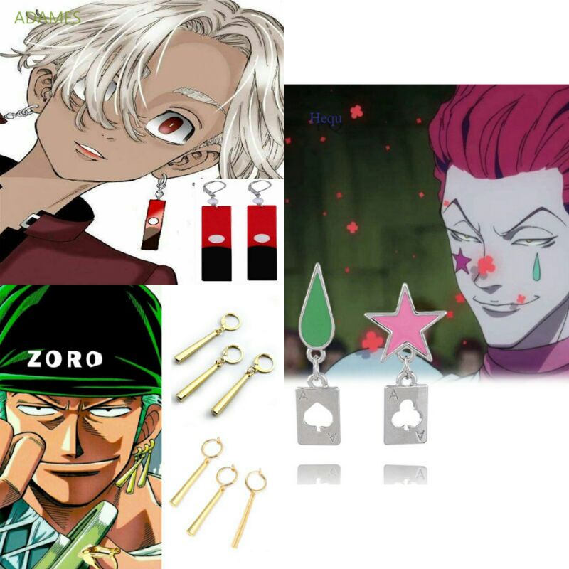 Anting Cosplay Anime Roronoa Zoro Hisoka Mikey Tokyo Revenger dengan/Tanpa Tindik