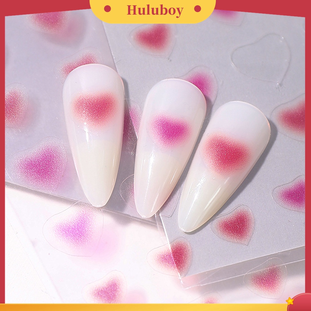 Huluboy Huluboy♡ Stiker Kuku 3D Warna Pink Gradasi Untuk Manicure
