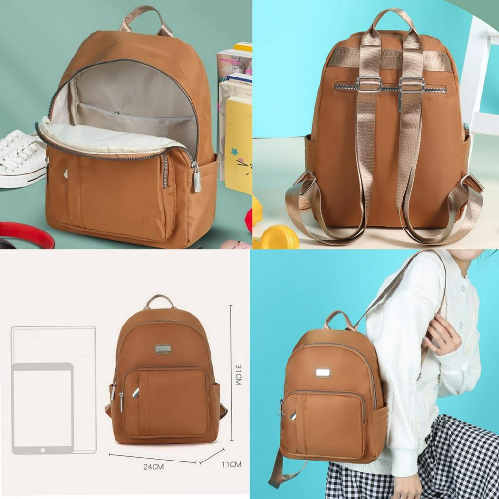 TAS RANSEL WANITA KOREA BACKPACK ANTI AIR PREMIUM CEWEK KERJA KULIAH GENDONG SEKOLAH PUNGGUNG MURAH COKLAT FIALA TA809B7 FASHION REMAJA KEKINIAN SIMPLE BATAM TERBARU IMPORT BRANDED